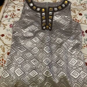 Silver and Gold Geometric Patterned Dress Tory Burch